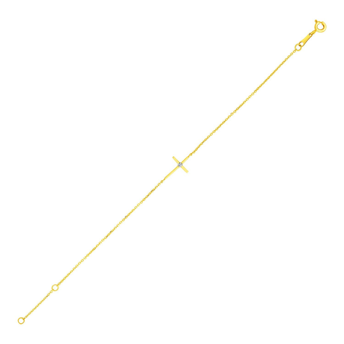 Pulsera infantil de oro amarillo de 14k de 5 1/2 pulgadas con cruz