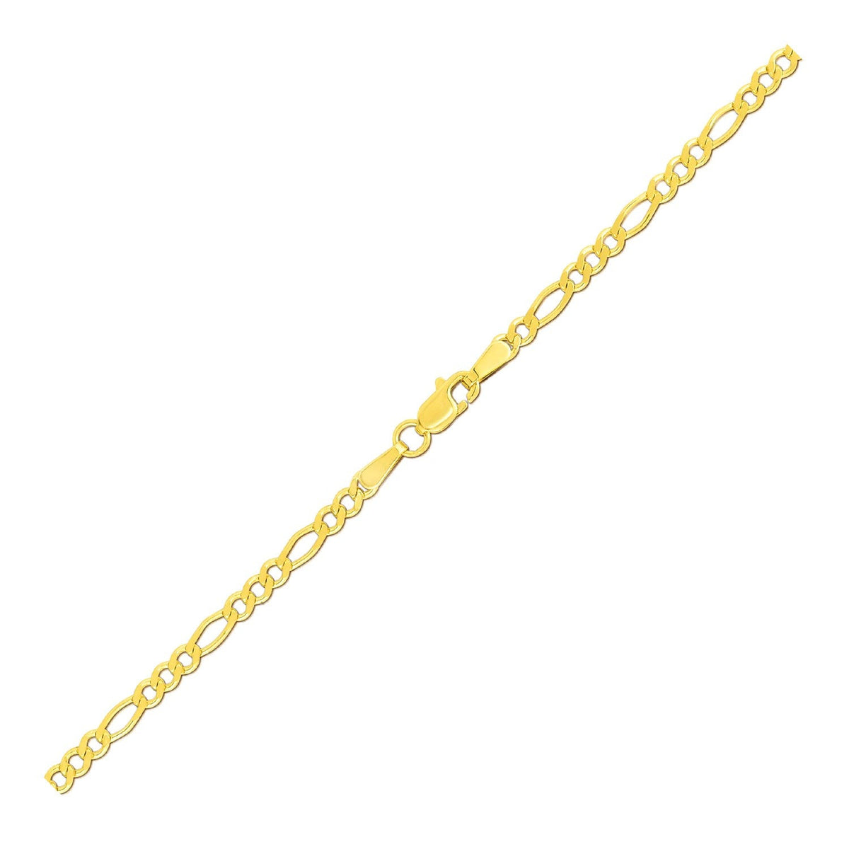 14k Yellow Gold Solid Figaro Bracelet (2.80 mm)