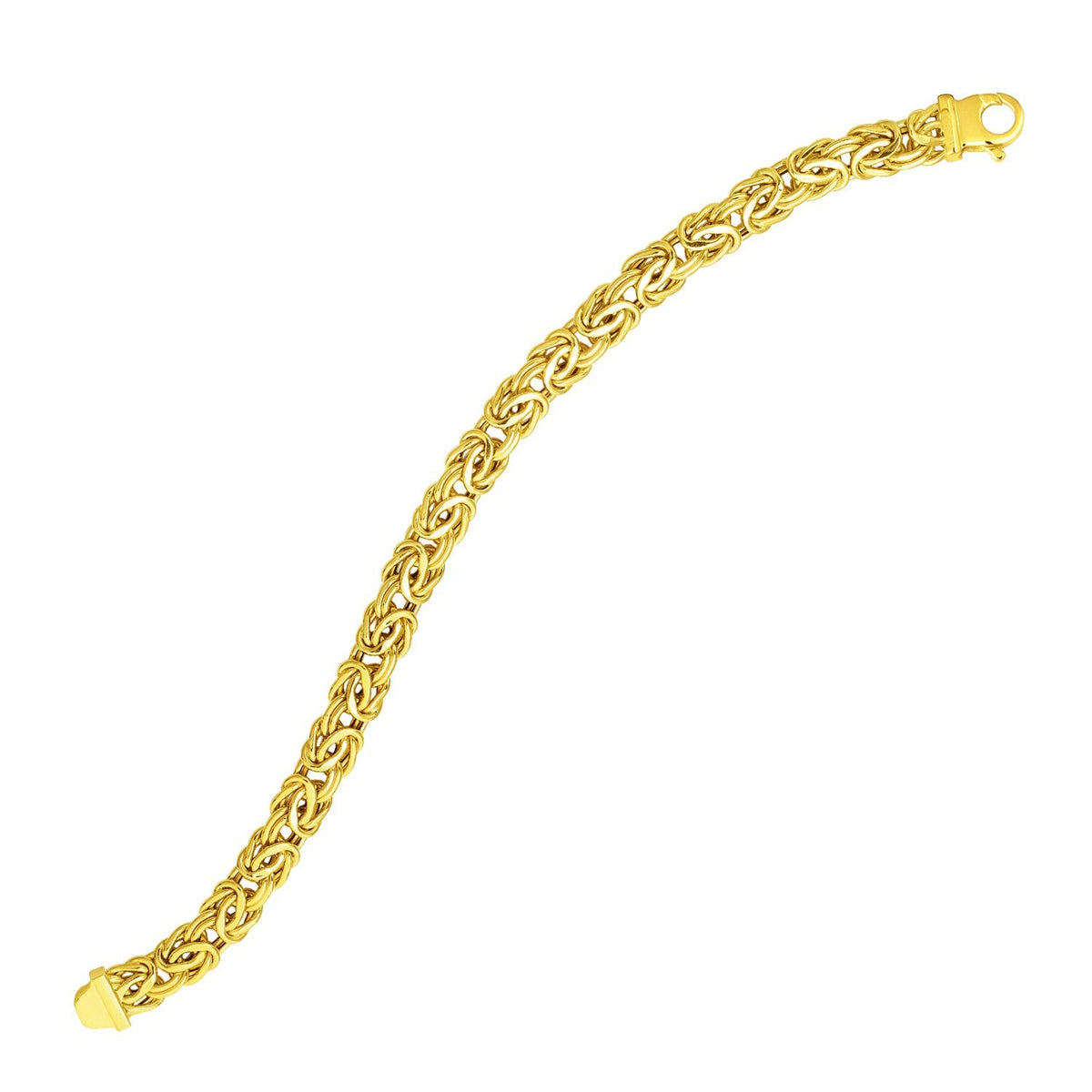 Pulsera elegante de eslabones bizantinos en oro amarillo de 14k (9.00 mm)