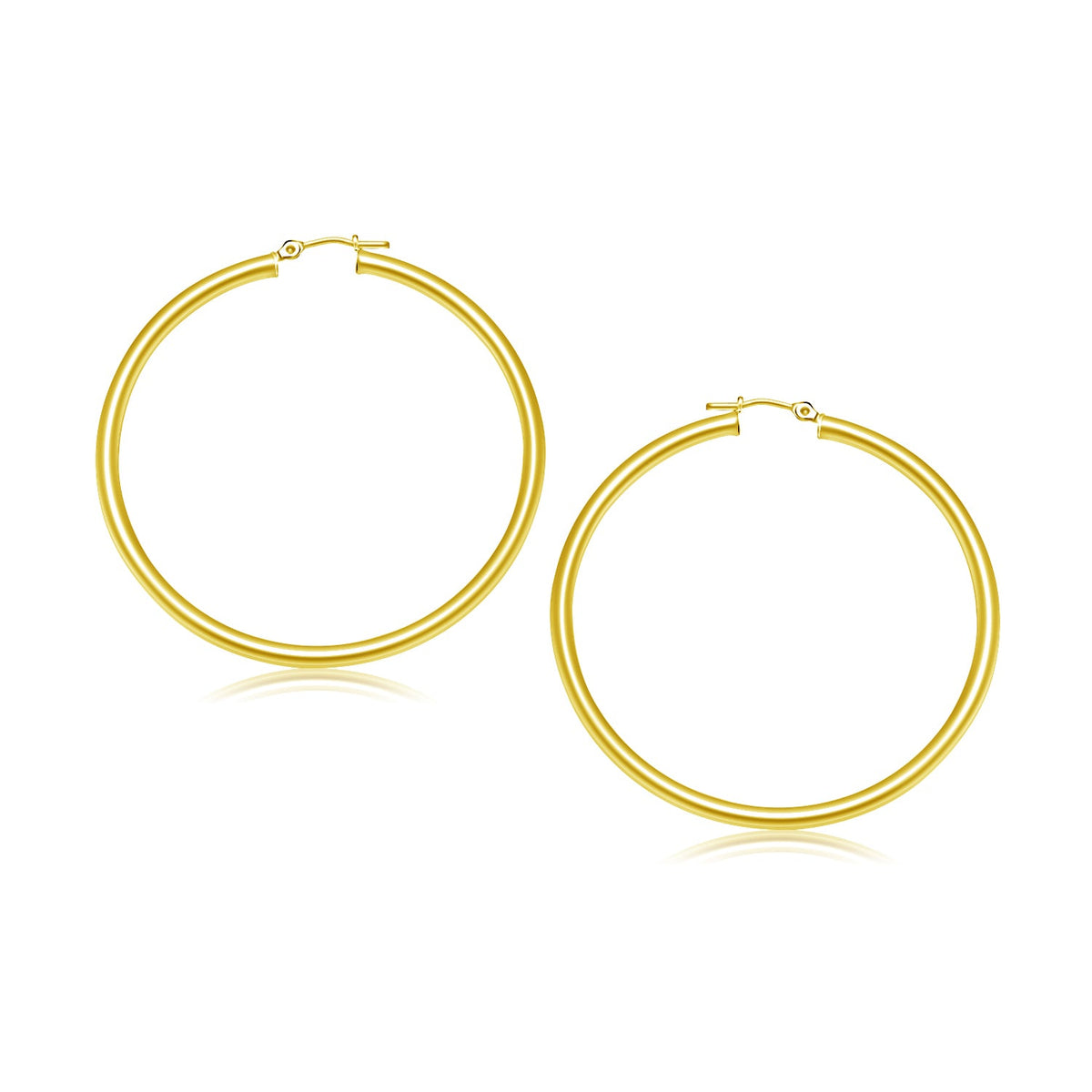 Pendientes de aro pulidos de oro amarillo de 14k (3x30mm)