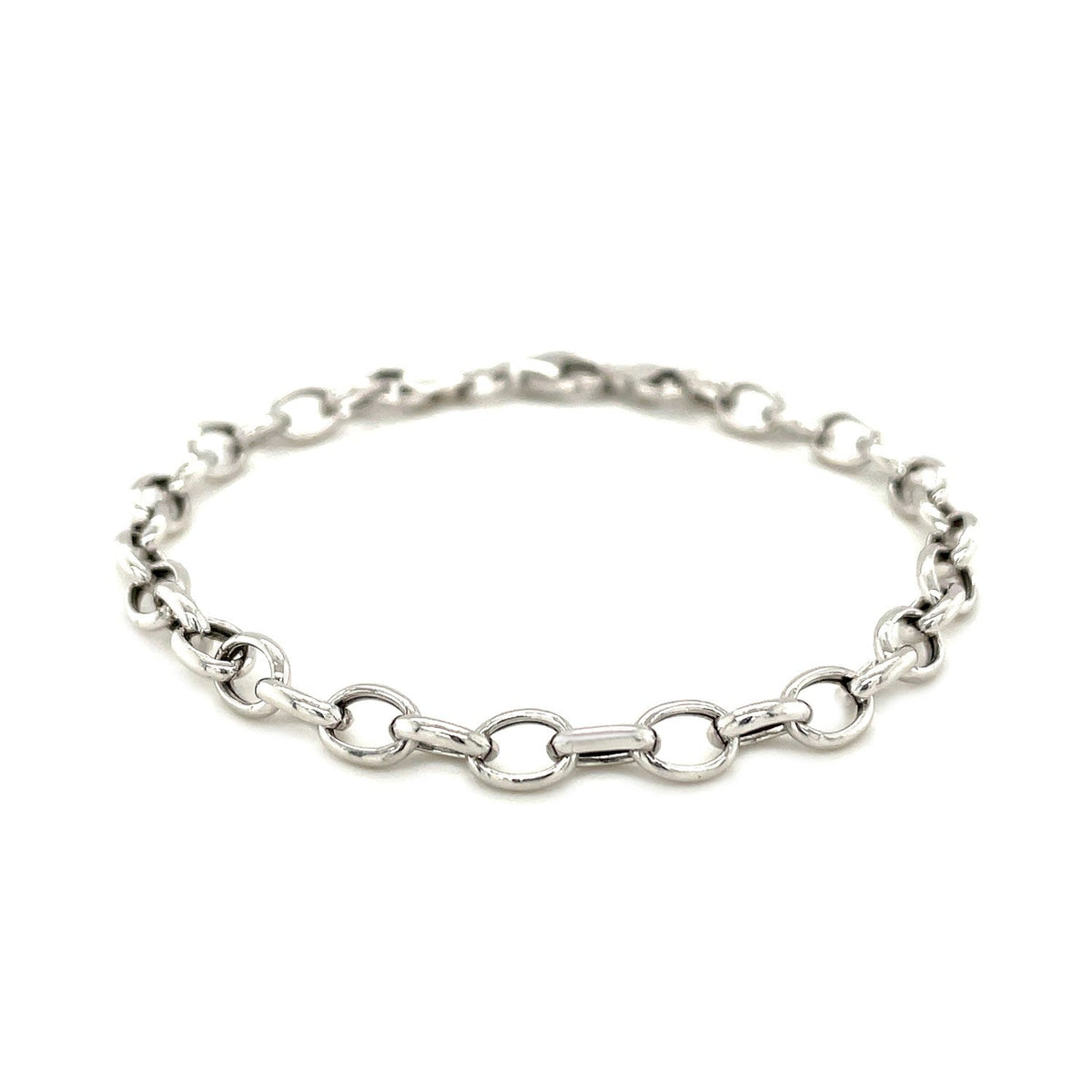 Pulsera de dijes de plata esterlina pulida con baño de rodio (5.10 mm)