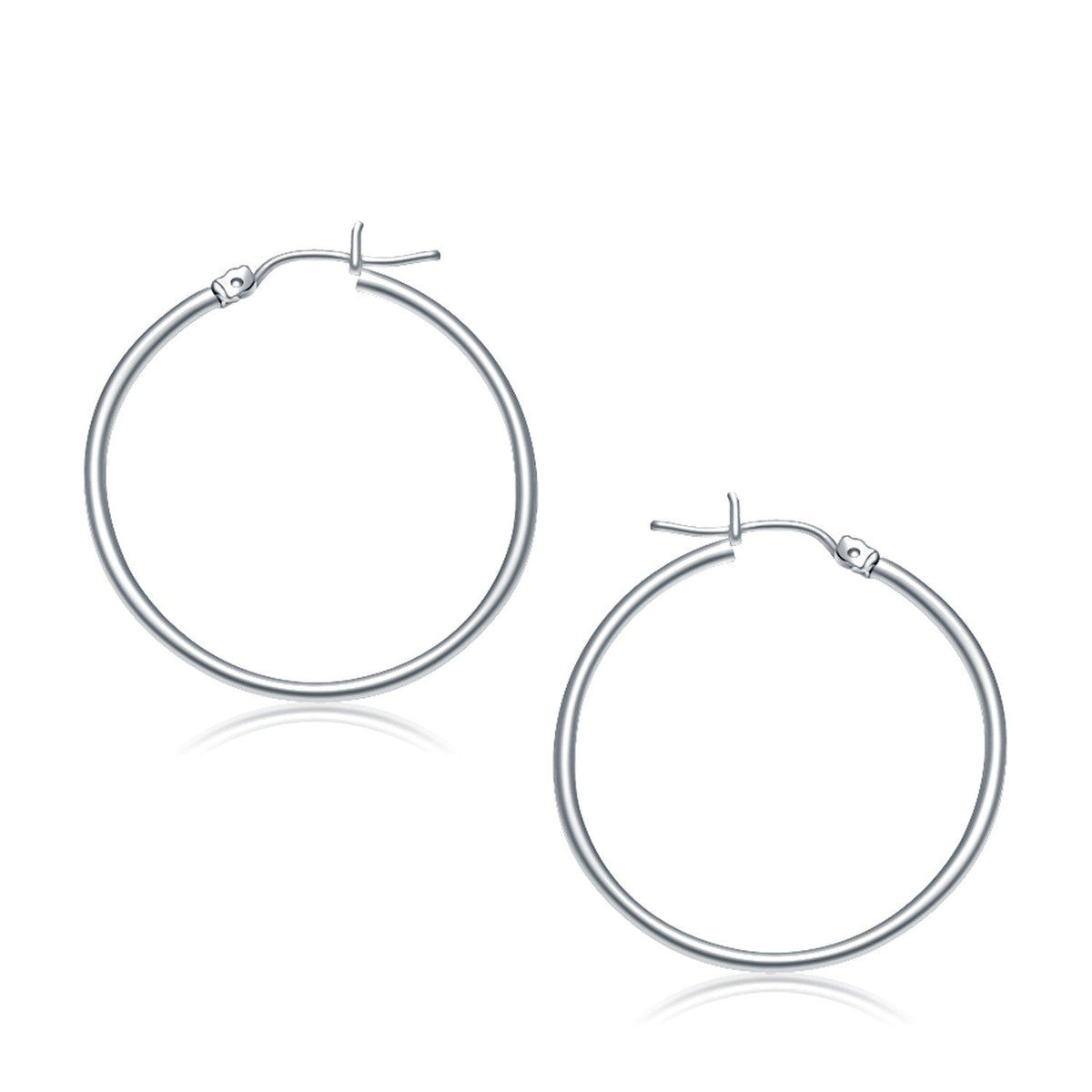 Argollas pulidas de oro blanco de 14 quilates (2x30 mm)