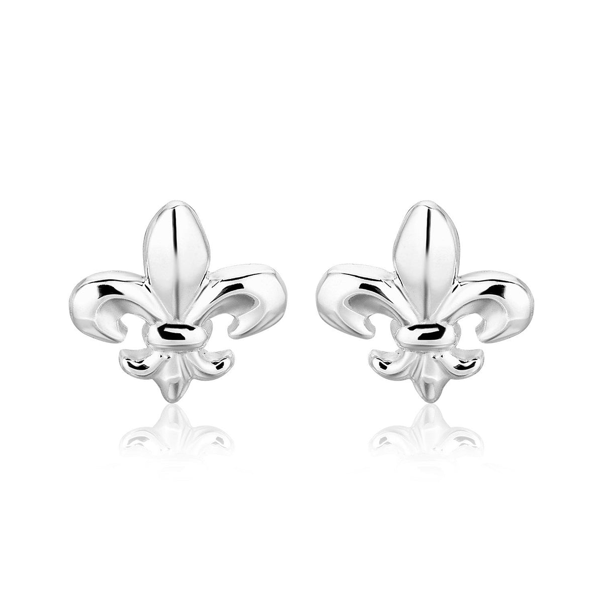 Pendientes de flor de lis de plata de ley