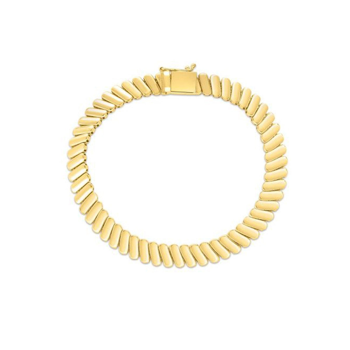 Pulsera de eslabones de costilla en oro amarillo de 14 quilates