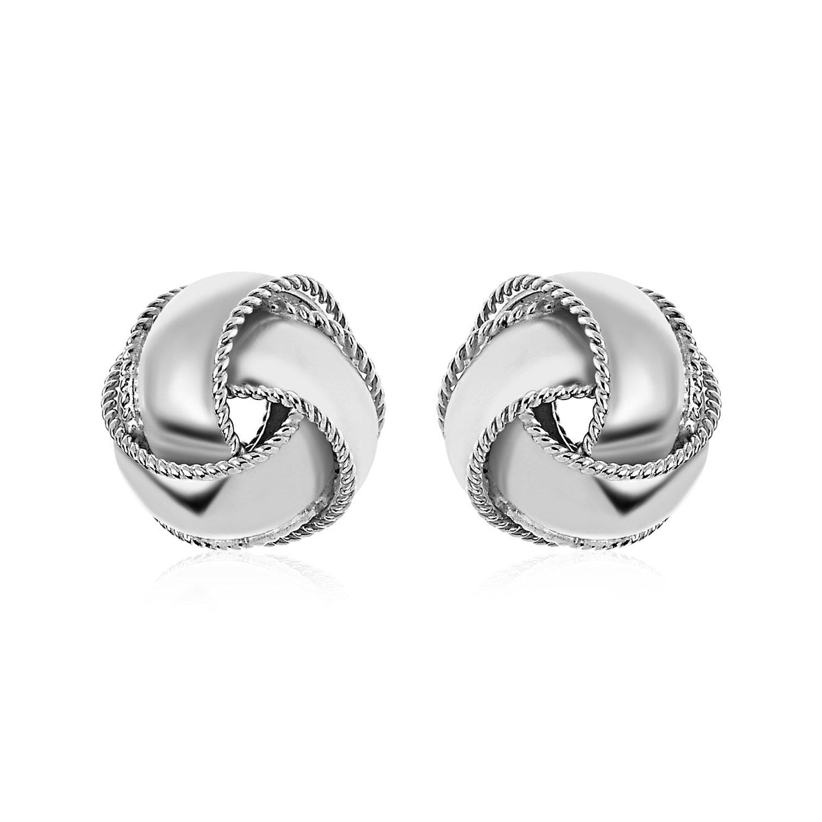 Textured and Polished Love Knot Earrings in Sterling Silver(13mm)