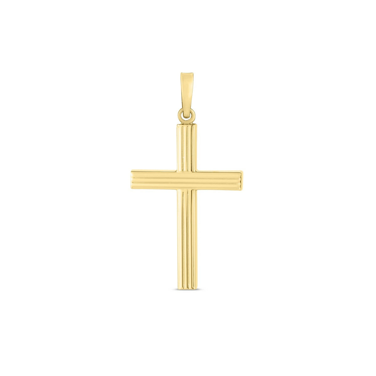 Dije de cruz con relieve en oro amarillo de 14k de alto brillo