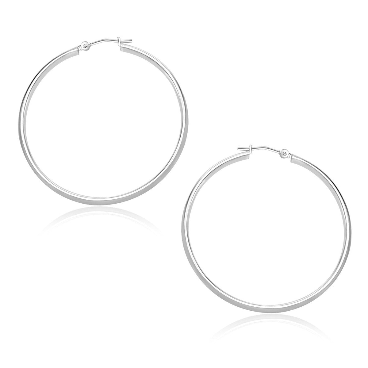 Arracadas de oro blanco de 10k pulido (1.5x30mm)