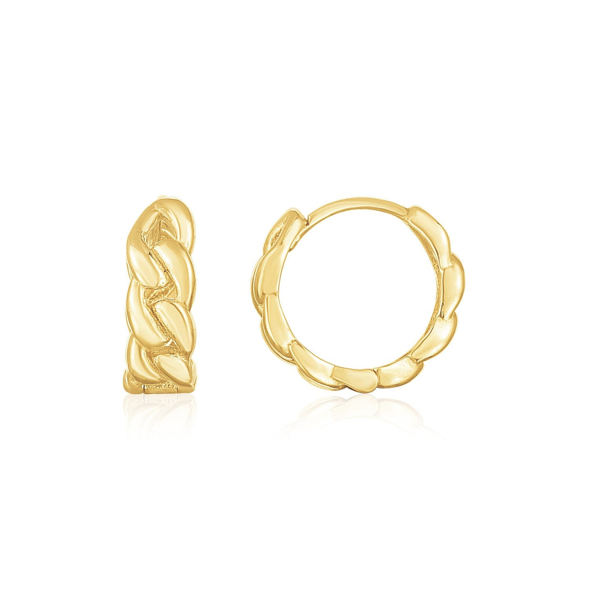 Pendientes de aro tipo huggie con cadena de eslabones gruesos en oro amarillo de 14 quilates (4,2x12,4 mm)