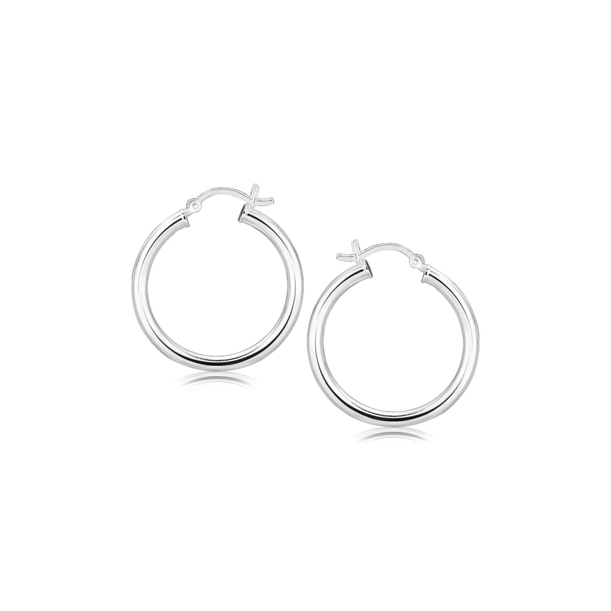 Arracadas de plata esterlina con baño de rodio y acabado pulido (3x25mm)