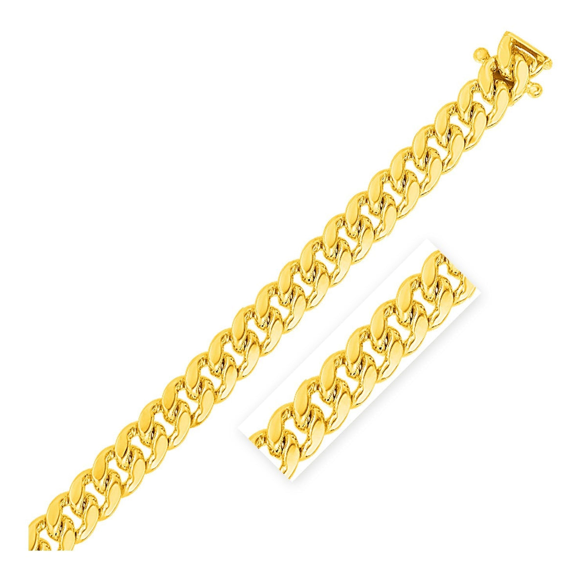 Pulsera clásica cubana Miami de 10.1 mm en oro amarillo de 14k