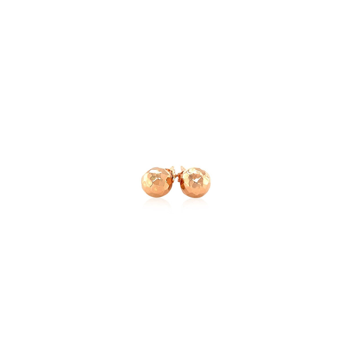 Aretes de oro rosa de 14k, estilo redondo facetado (7mm)