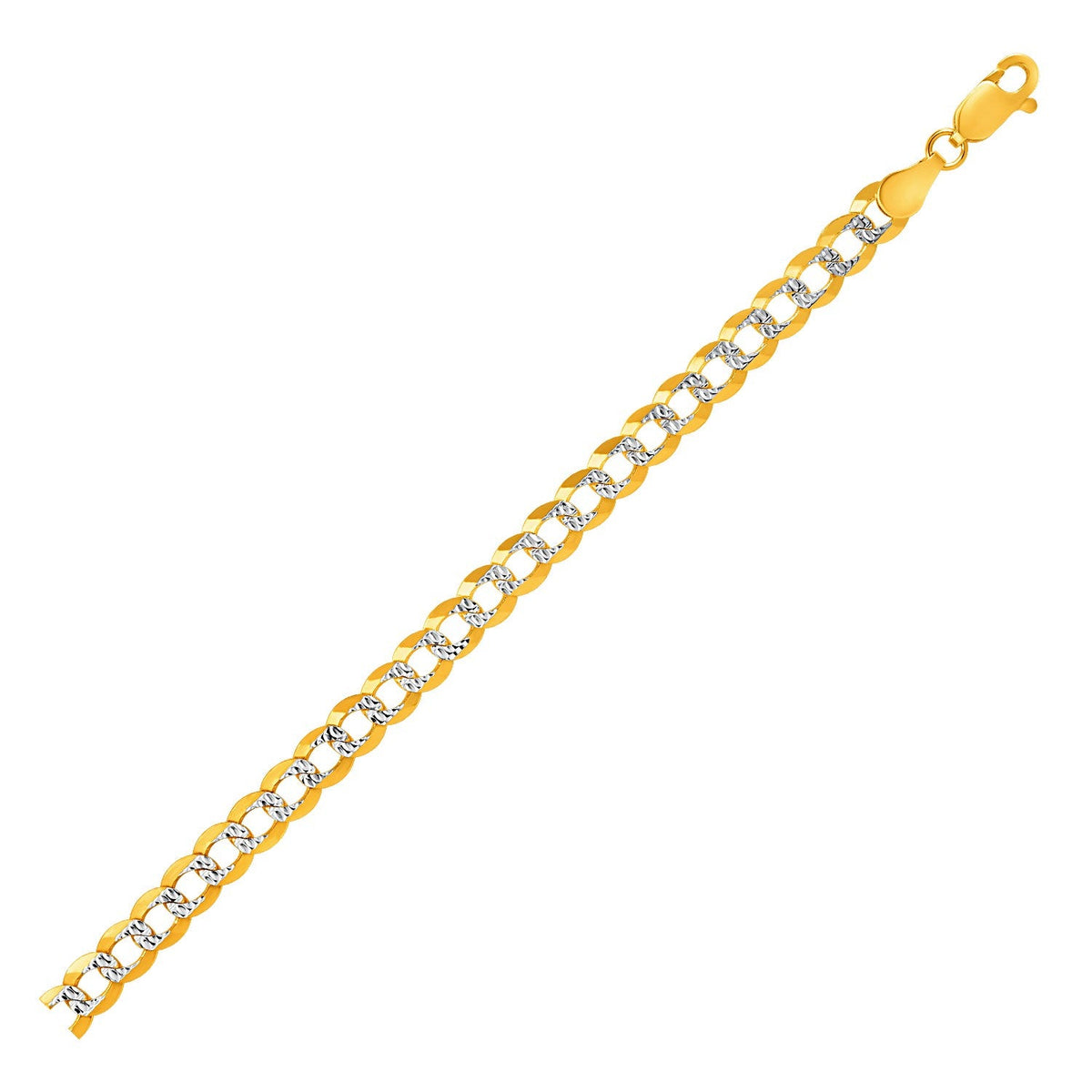 Pulsera tipo eslabón cubano con pavé en oro bicolor de 14k de 5.7 mm