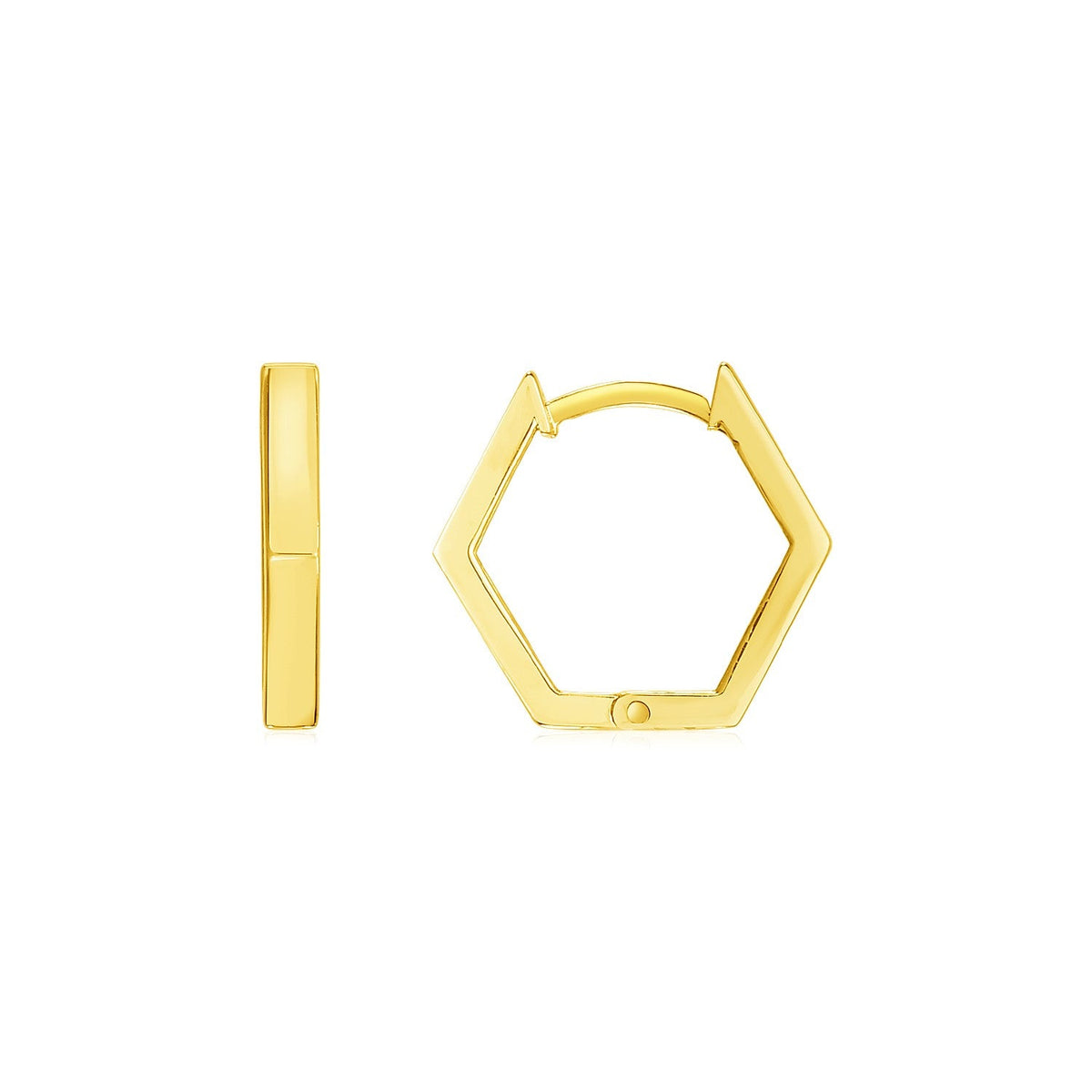 Arracadas de oro amarillo de 14k en forma hexagonal