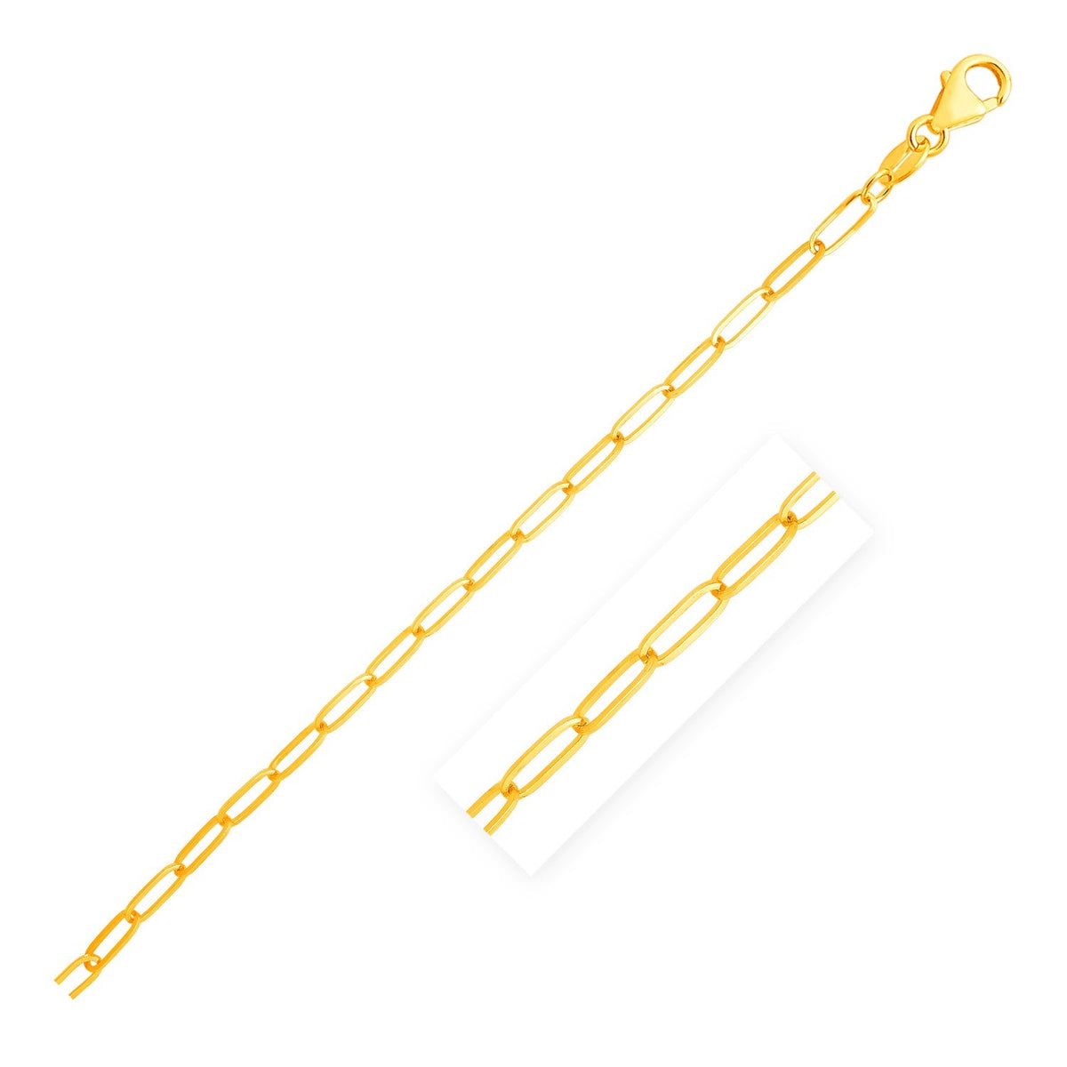 Pulsera de eslabones tipo clip de oro amarillo de 14 quilates (3.5 mm)