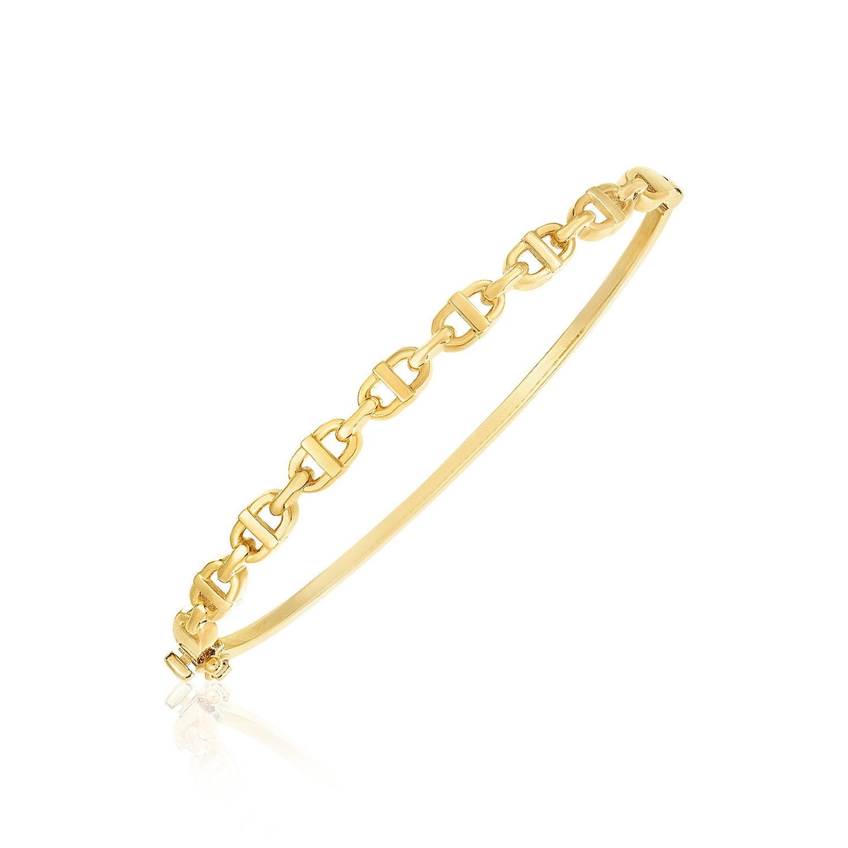 Brazalete de eslabones tipo "mariner" abombados en oro amarillo de 14 quilates con acabado de alto brillo (4.6 mm)