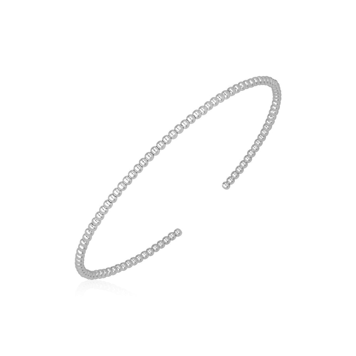Brazalete rígido de cuentas en oro blanco de 14k con acabado pulido (2 mm)