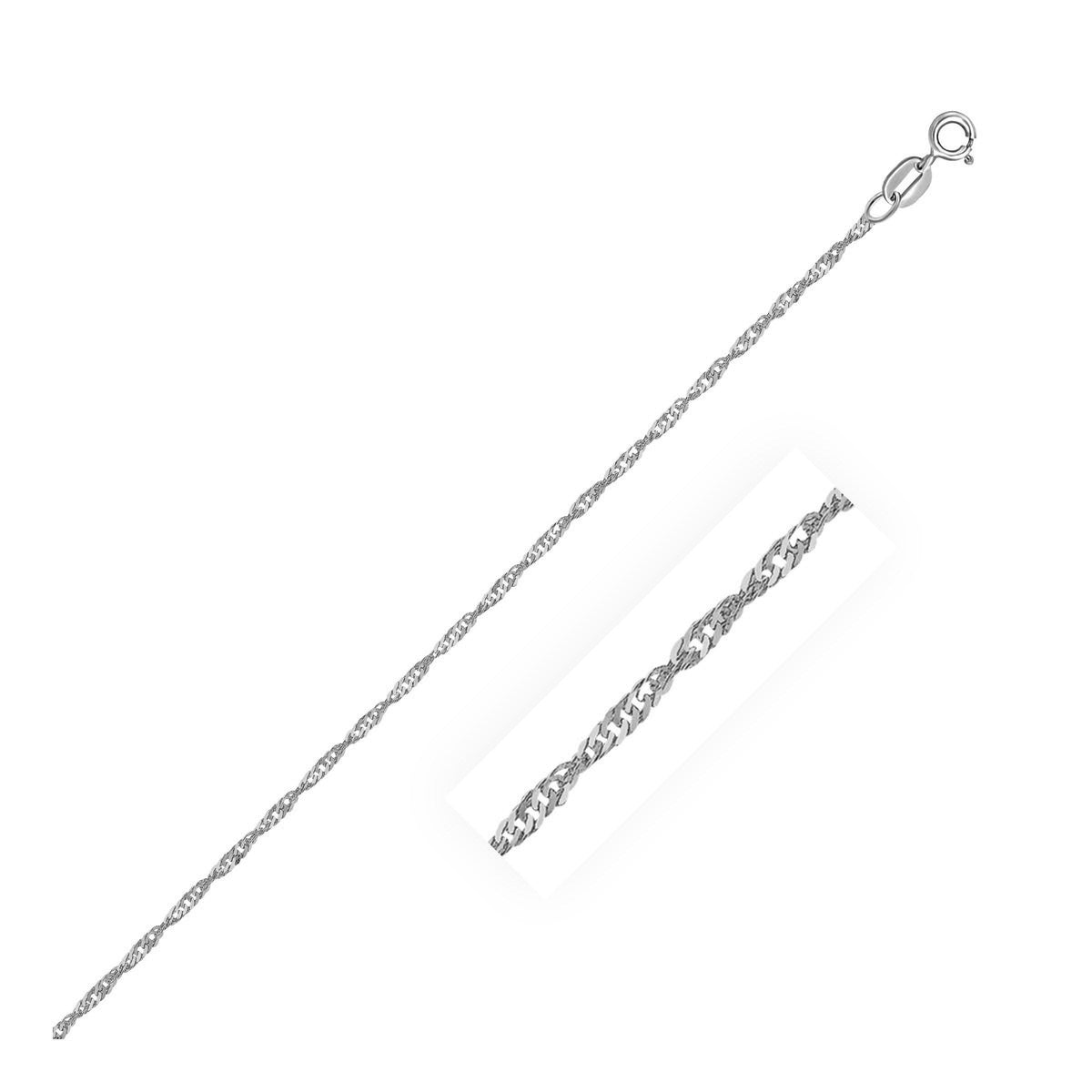 Tobillera Singapur de Oro Blanco de 10k 1.5mm