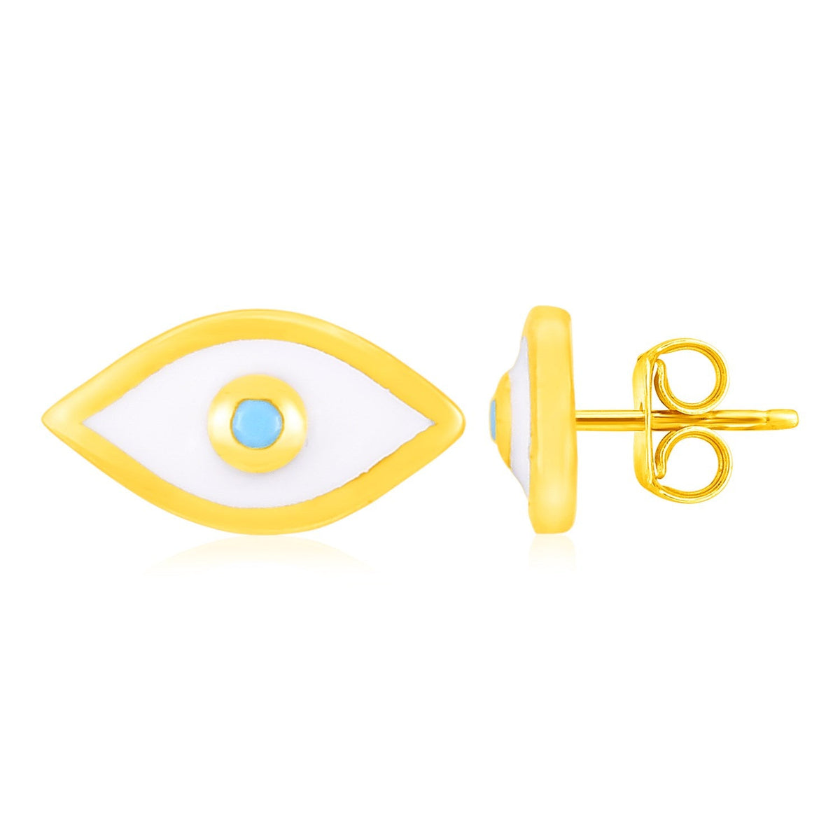 Pendientes de ojo turco en oro amarillo de 14 quilates con esmalte