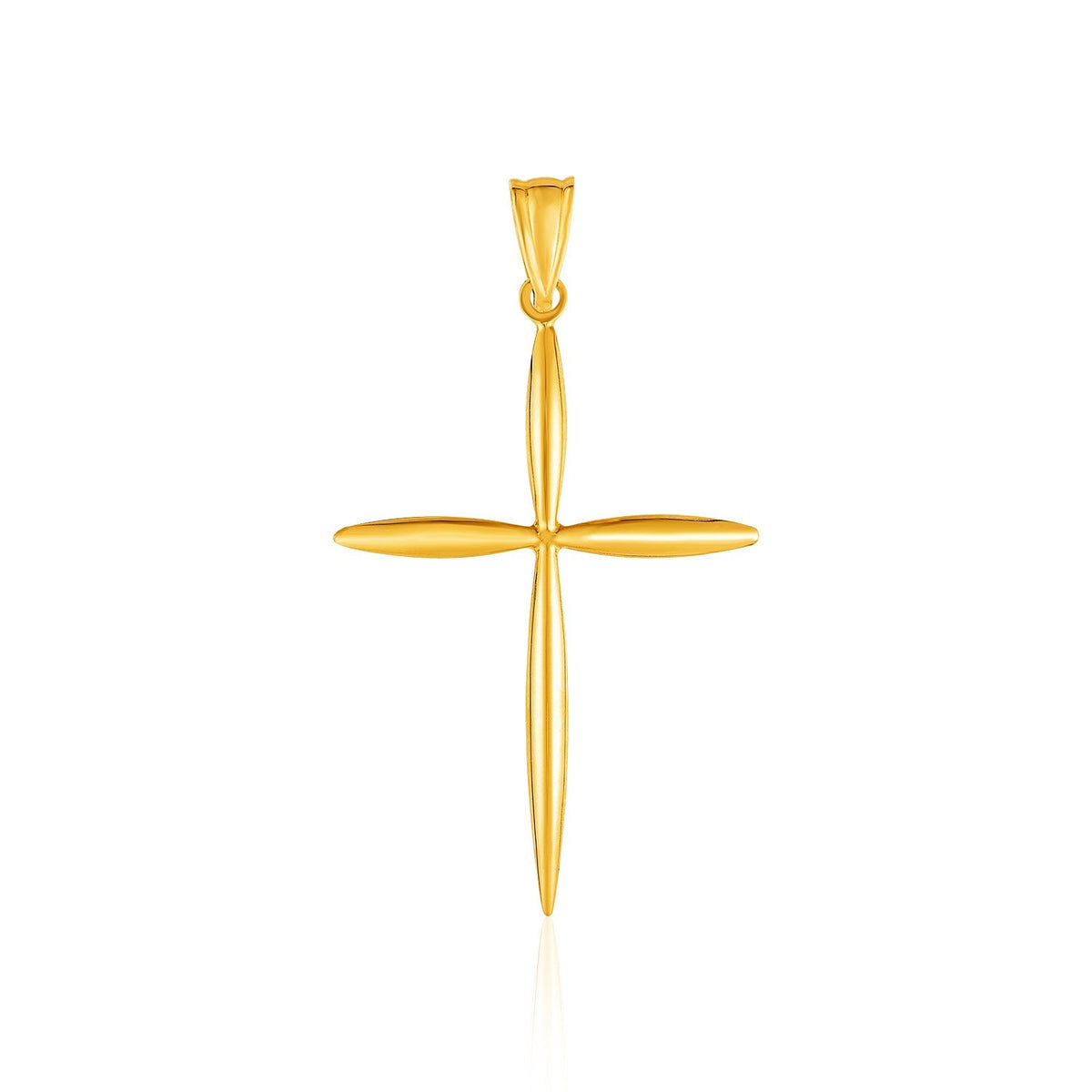 Dije de cruz redondeada y puntiaguda en oro amarillo de 14 quilates