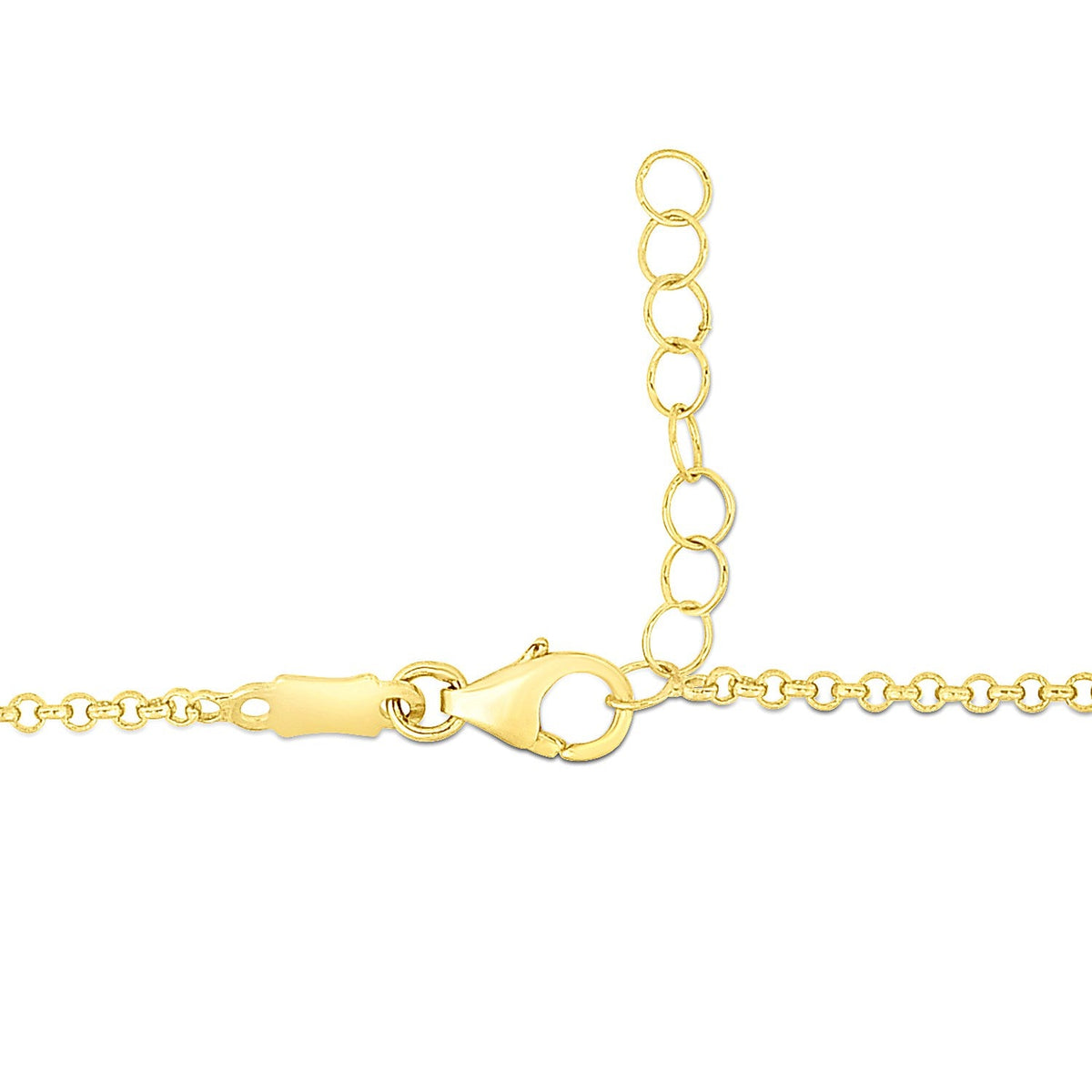 Pulsera de oro amarillo de 14k para niños con osito de peluche, corazón y barra
