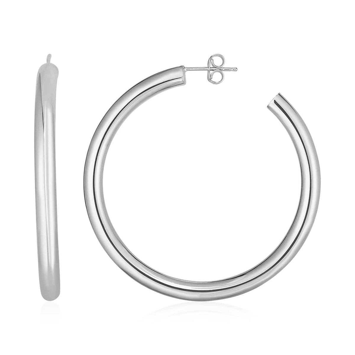 Argollas de oro blanco de 14k pulido (4x40mm)