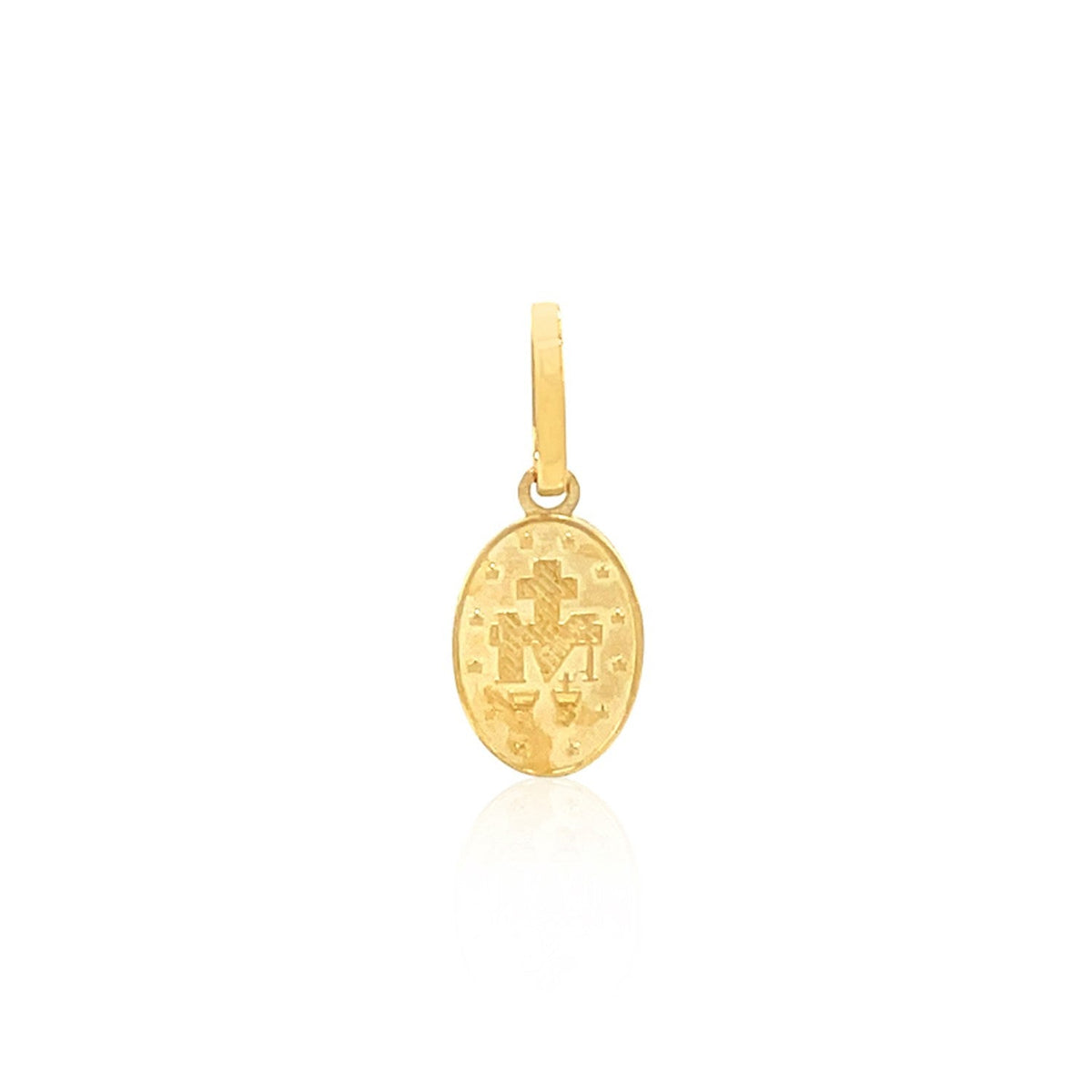 Colgante de medalla religiosa ovalada de oro amarillo de 14 quilates