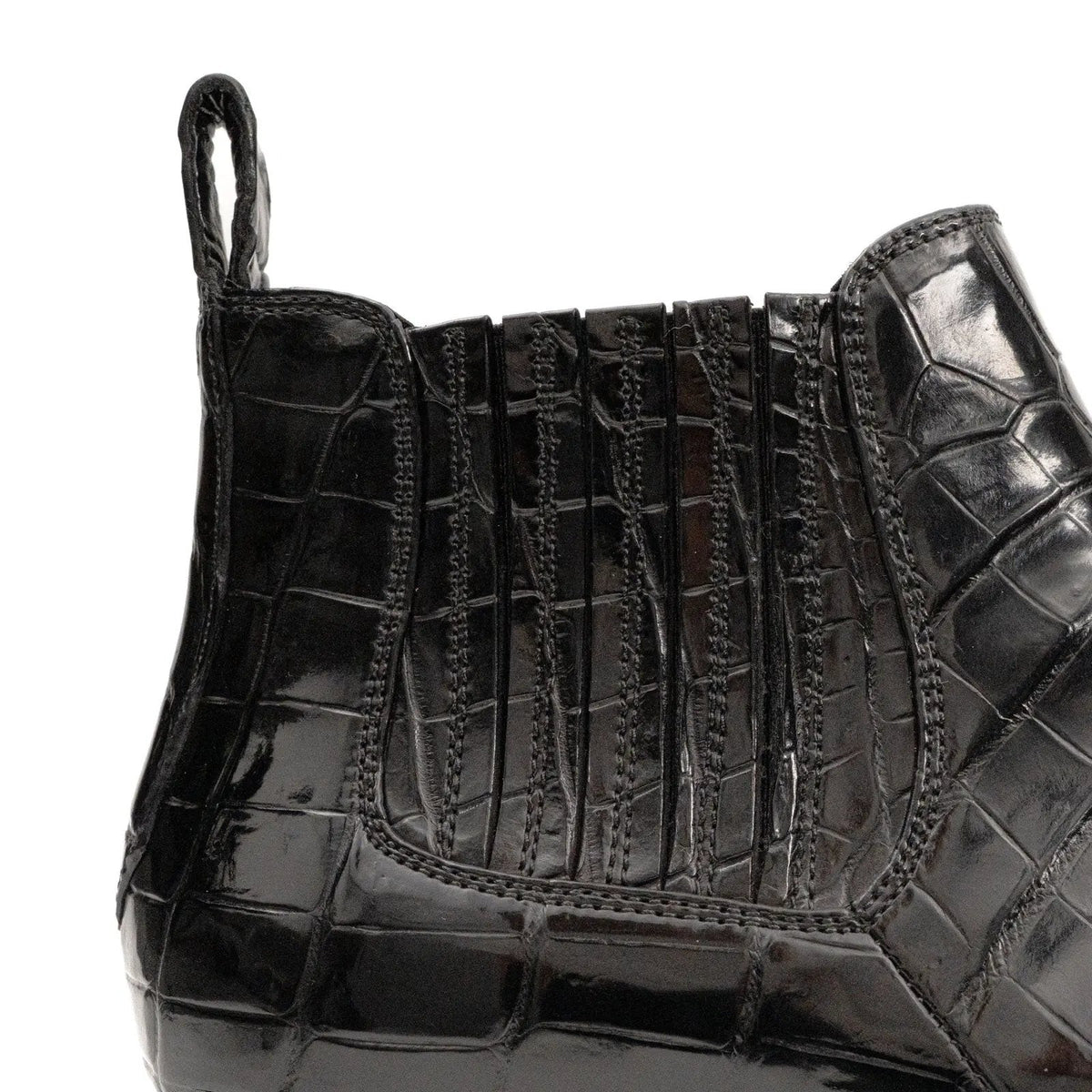 Black Crocodile Leather Chelsea Boots