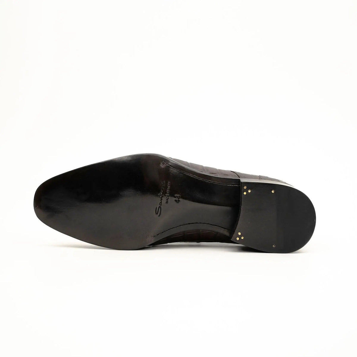 Dark Brown Plain-Toe Crocodile Leather Derby Shoes
