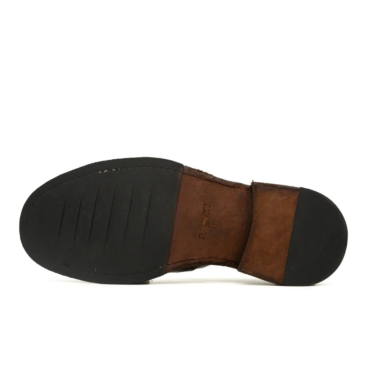 Dark Brown Plain-Toe Horse Butt Leather Loafers