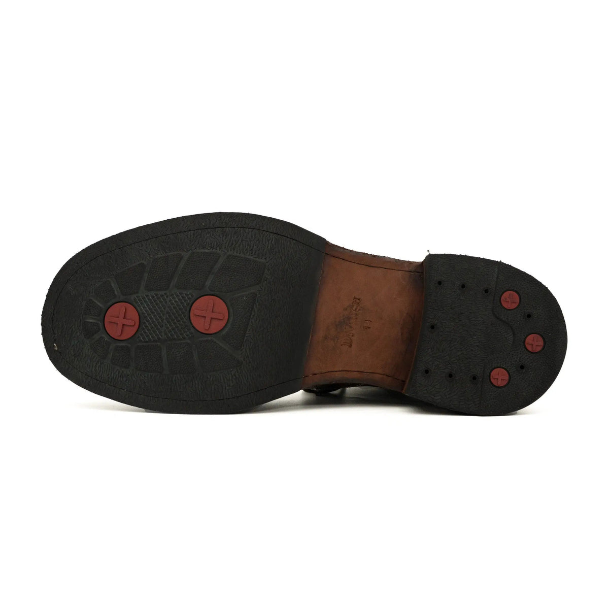 Dark Brown Plain-Toe Horse Butt Leather Ankle Boots