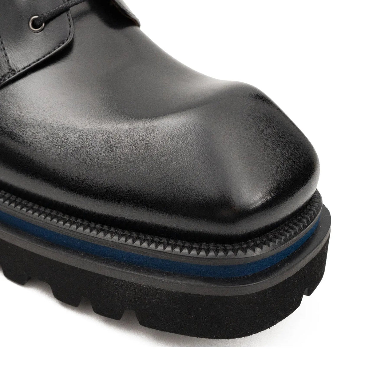 Black Square-Toe Cow Leather Derby Shoes