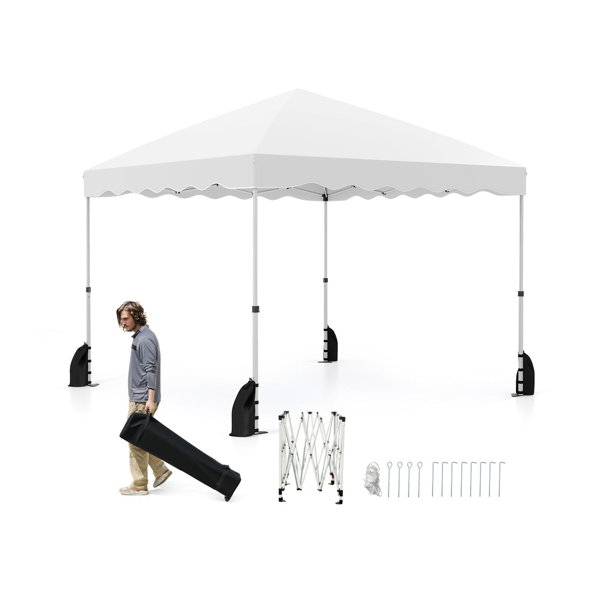 Carpa plegable instantánea de 3 x 3 metros con bolsa con ruedas