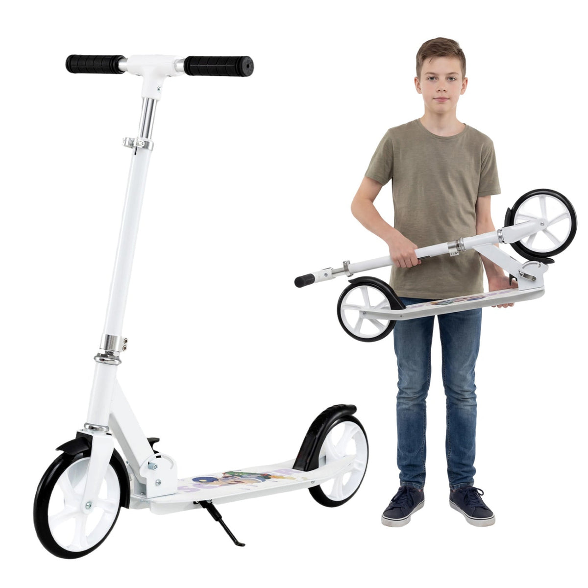 Patinete plegable de aleación de aluminio con 3 alturas ajustables - Azul