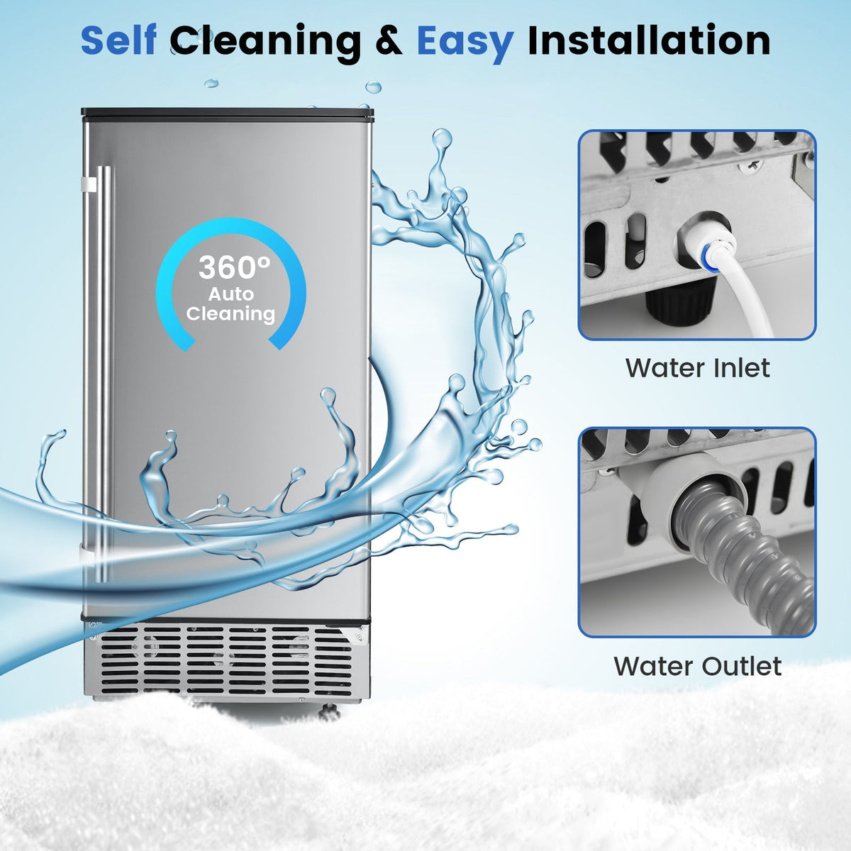 Free-Standing Built-In Undercounter Ice Maker-Silver
