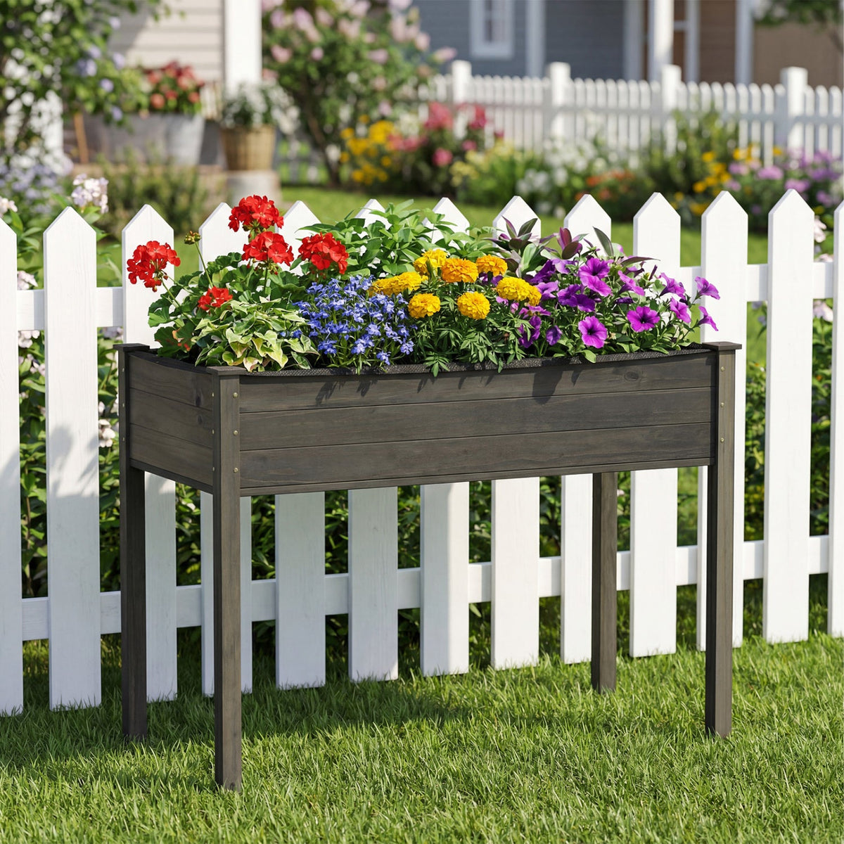 Wooden Raised Vegetable Garden Bed Elevated Grow Vegetable Planter