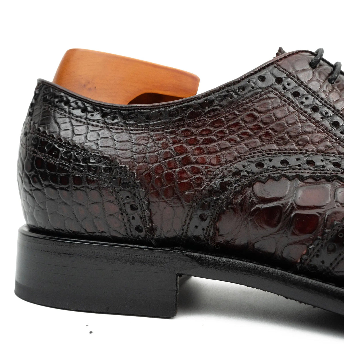 Brown Crocodile Leather Derby Shoes