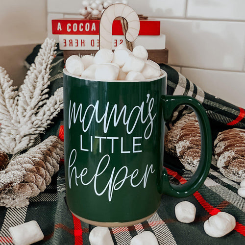 Mama's Little Helper Santa Is Judging You Ceramic Coffee Mug Red Green Holiday Funny Gift