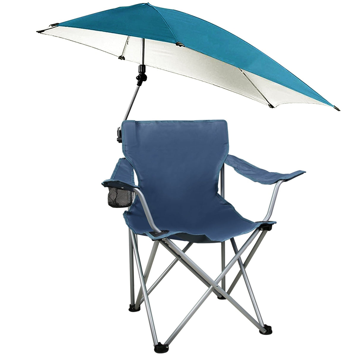 Foldable Beach Chair with Adjustable Canopy & Cup Holder