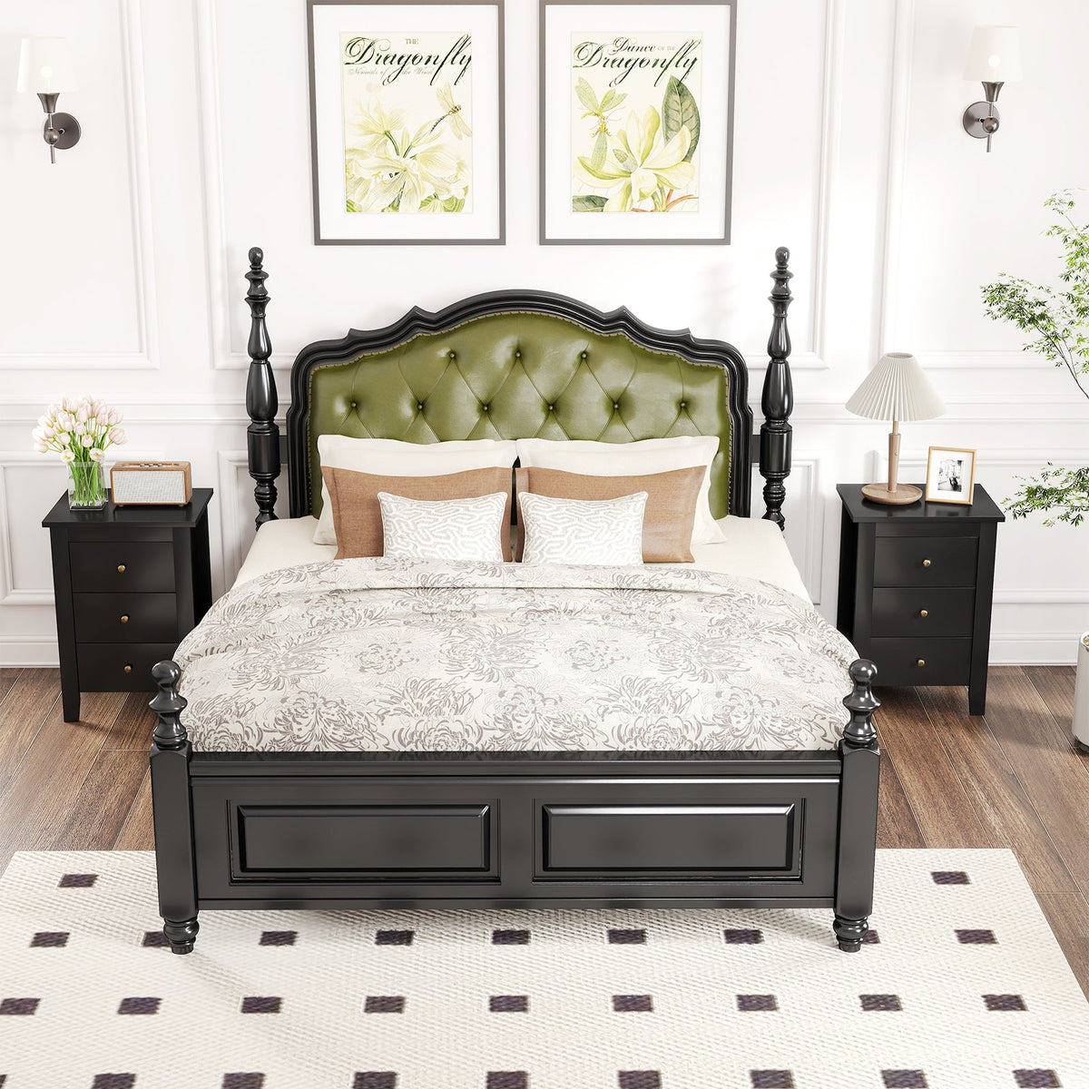 Set of 2 Nightstand End Beside Table Drawers