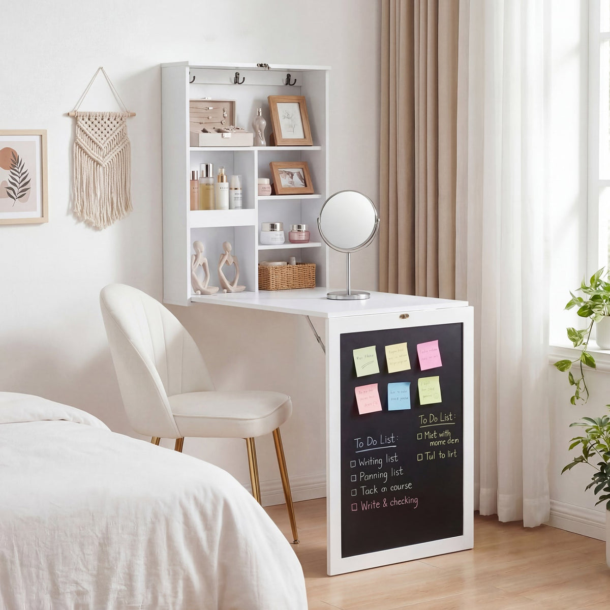 Convertible Wall Mounted Table with A Chalkboard