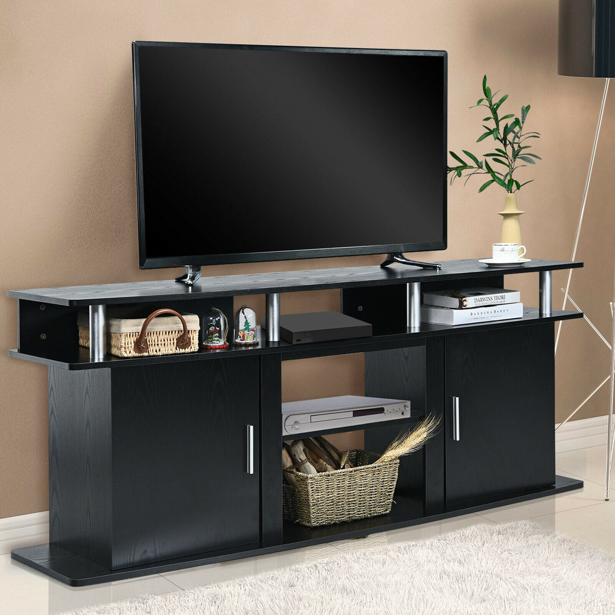 63 Inch TV Entertainment Console Center with 2 Cabinets