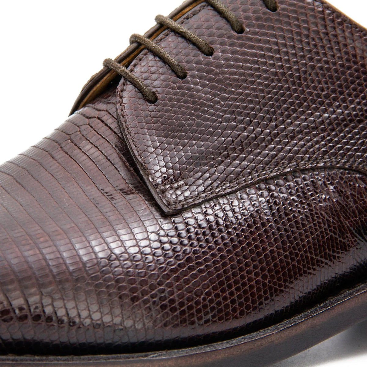 Brown Plain-Toe Calf Leather Derby Shoes