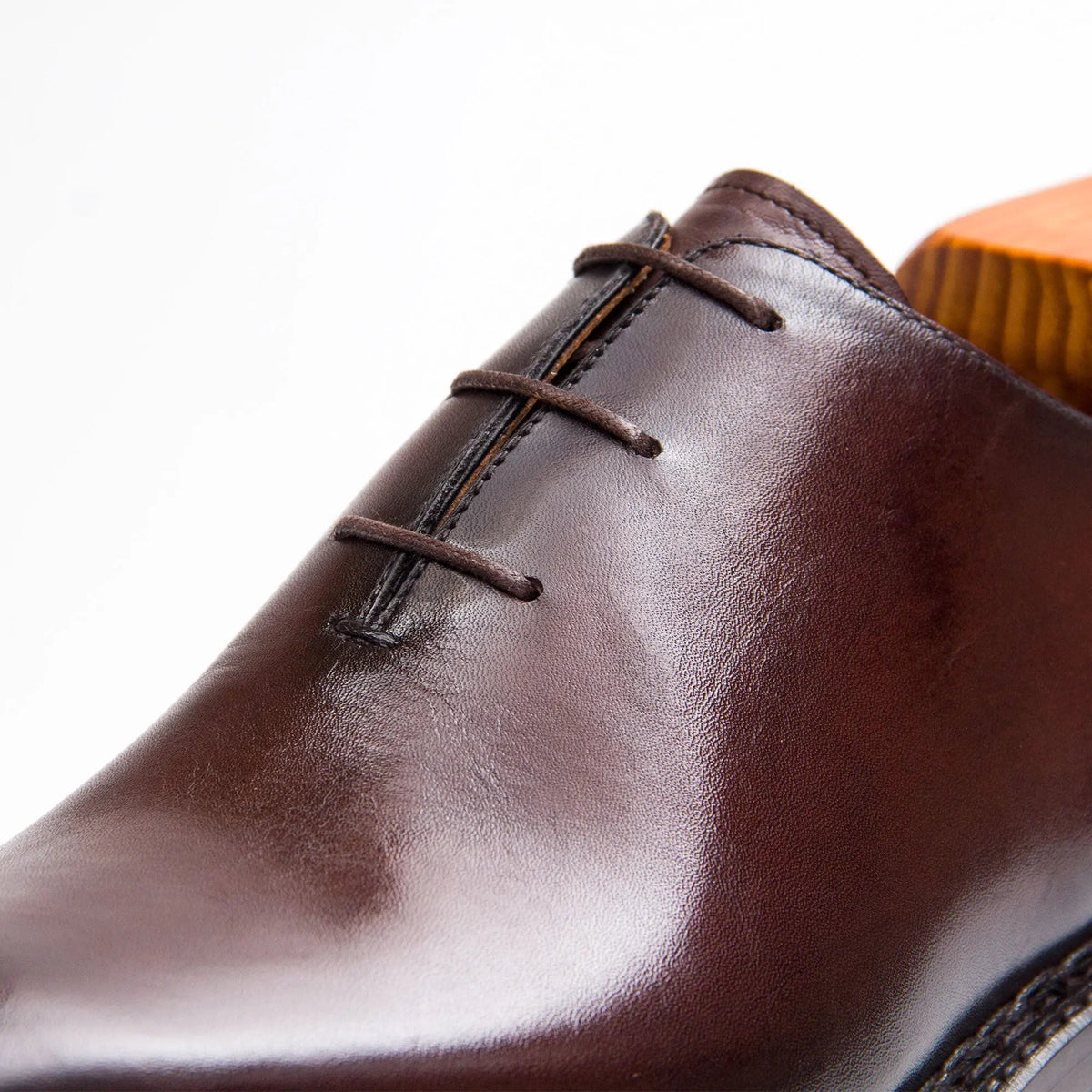 Brown Square-Toe Calf Leather Oxford Shoes