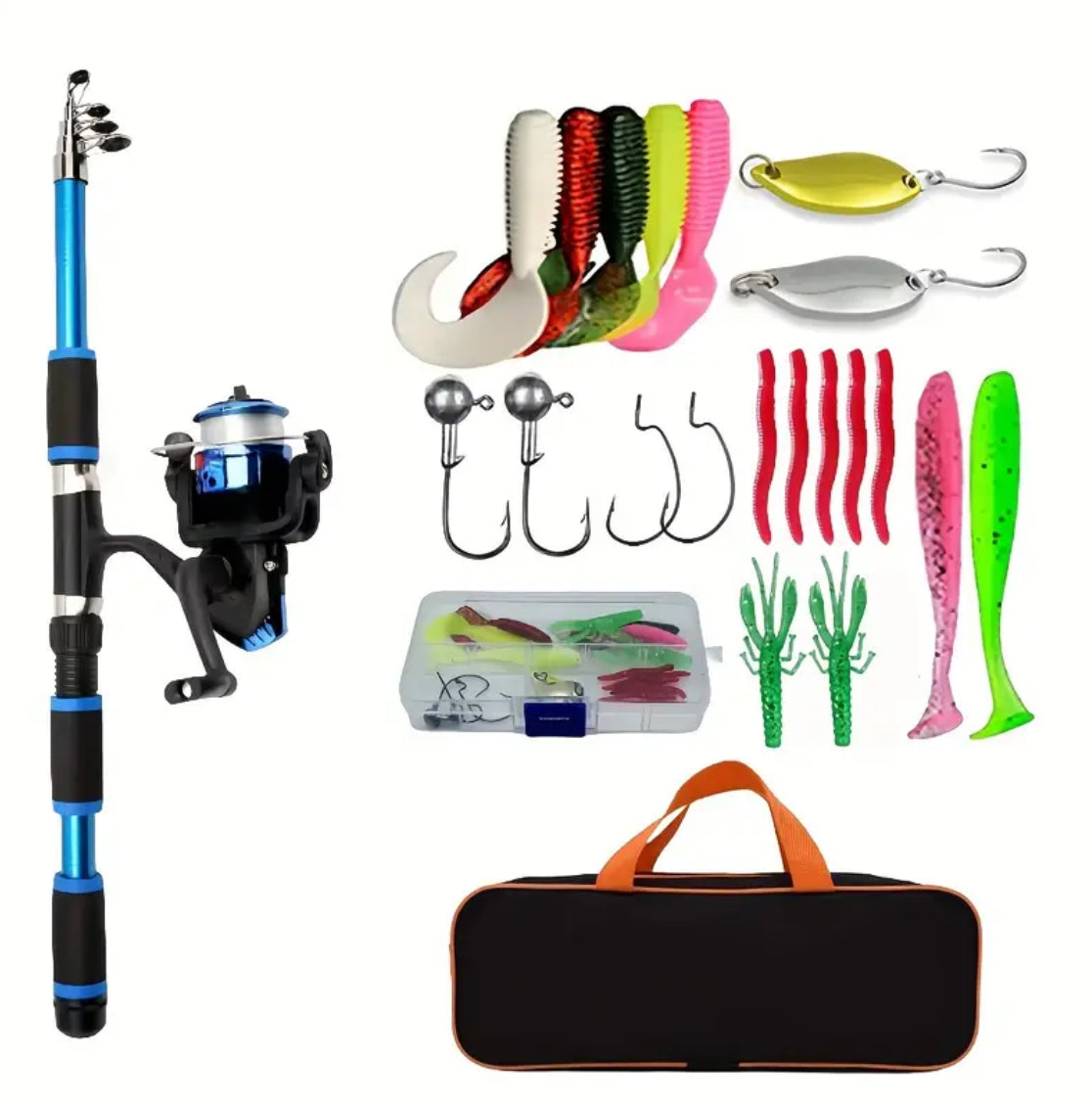 All-in-One Fishing Kit – Telescopic Rod, Reel, Tackle