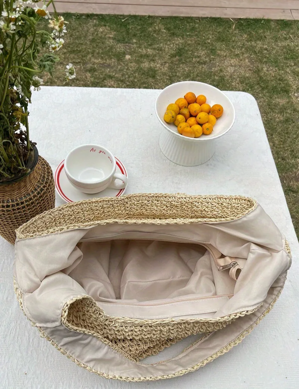 Straw Woven Tote Bag