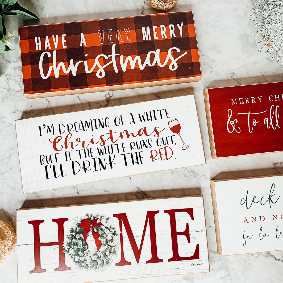 Red Buffalo Check Christmas Sign - Farmhouse Holiday Wooden Wall Decor