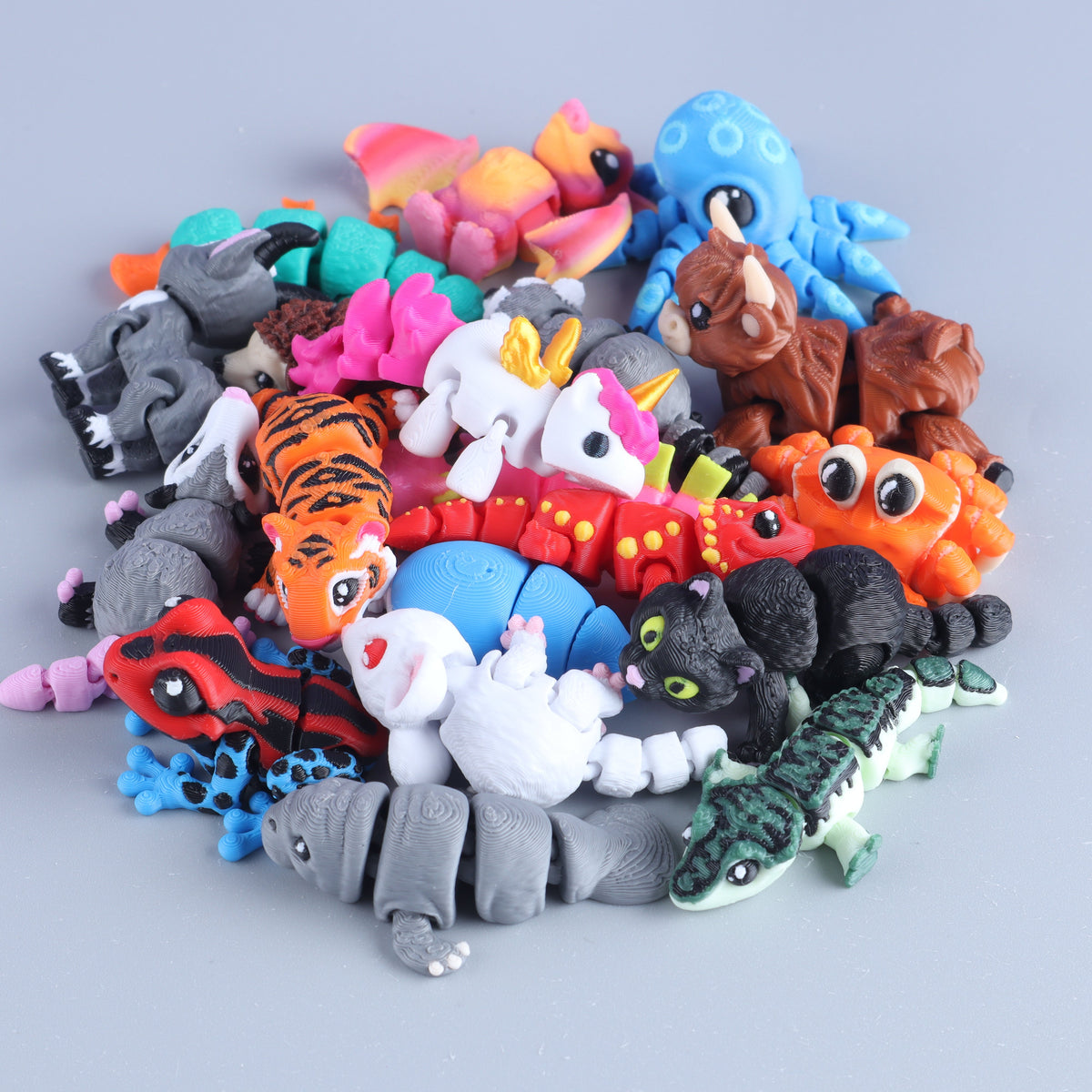 Paquete de mini juguetes antiestrés con diseño de criatura impreso en 3D – Set de regalo de bolsa de dulces sensoriales