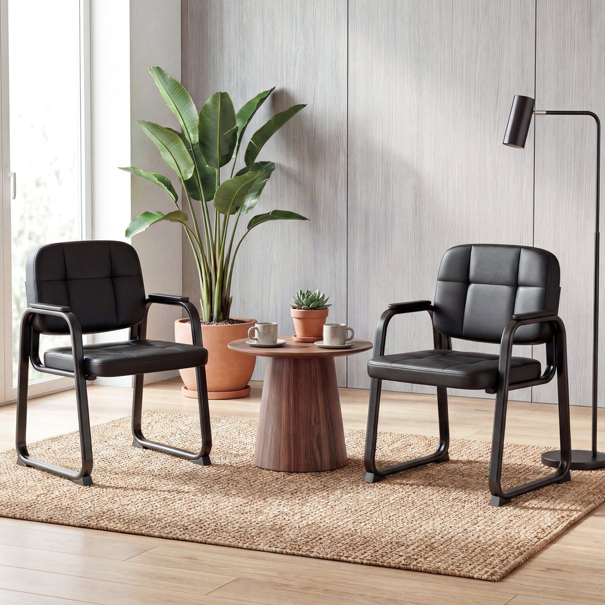 Waiting Room Guest Chairs Set of 4 Leather Office Reception Chairs