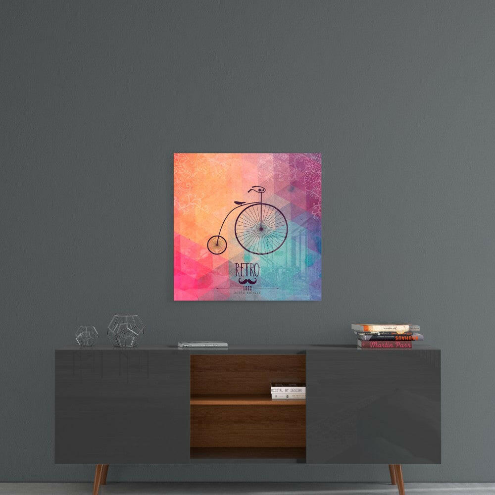 Retro Bicycle Glass Wall Art