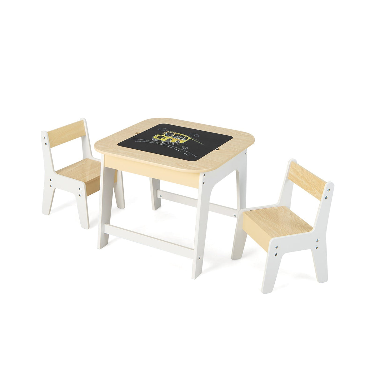 Juego de mesa y sillas para niños con tablero de doble tamaño - Gris